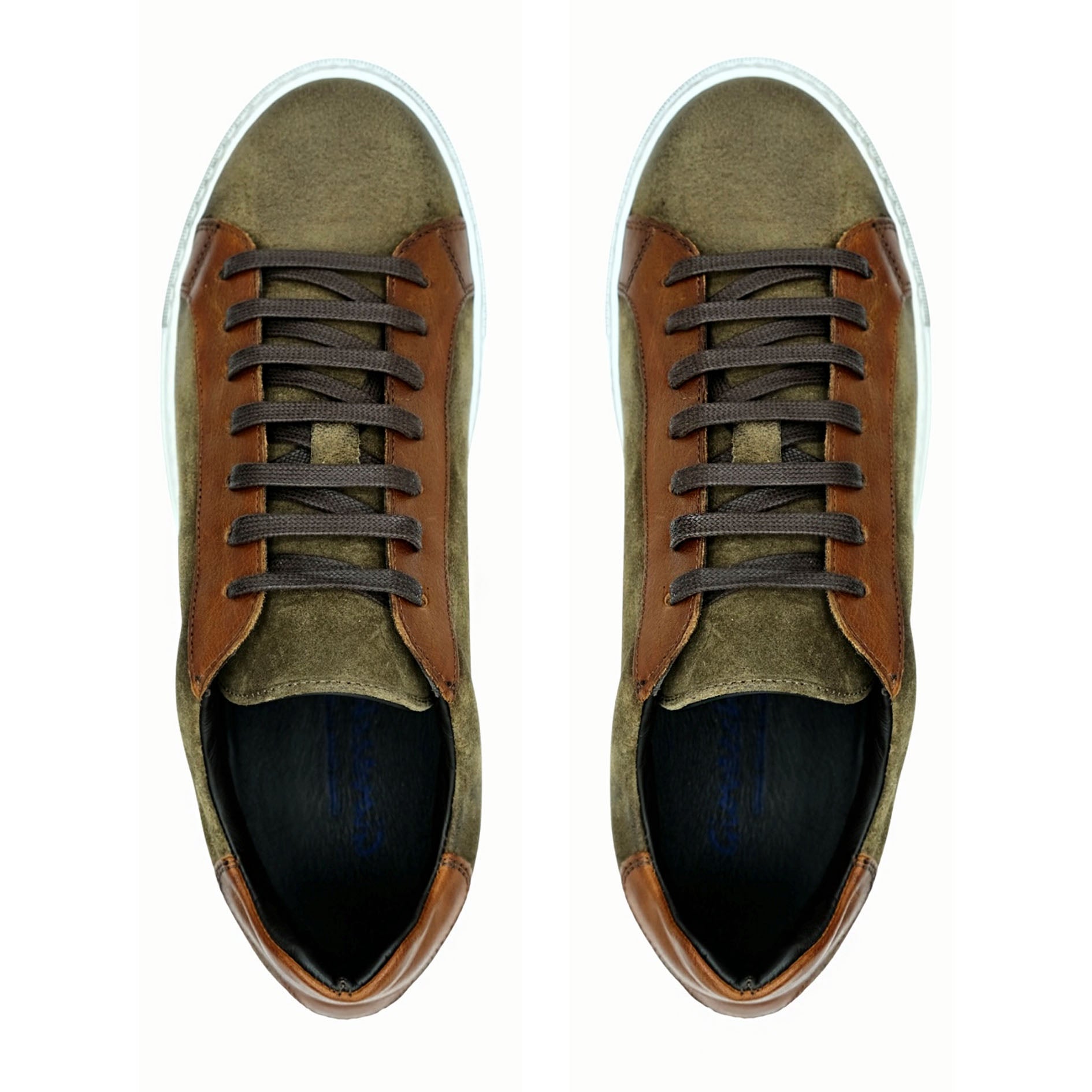 Giovacchini Rino Men's Shoes Antique Cognac Suede / Calf-Skin Leather Casual Sneakers (GVCN1001)