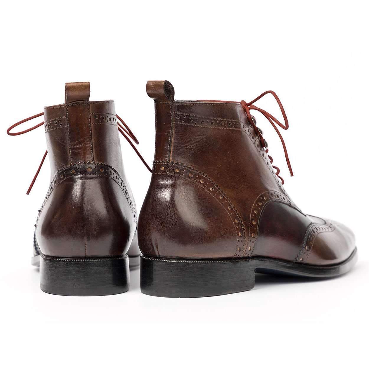 Paul Parkman Men's Brown Calf-Skin Leather Wing Tip Ankle Boots CH777BRW (PM6140)