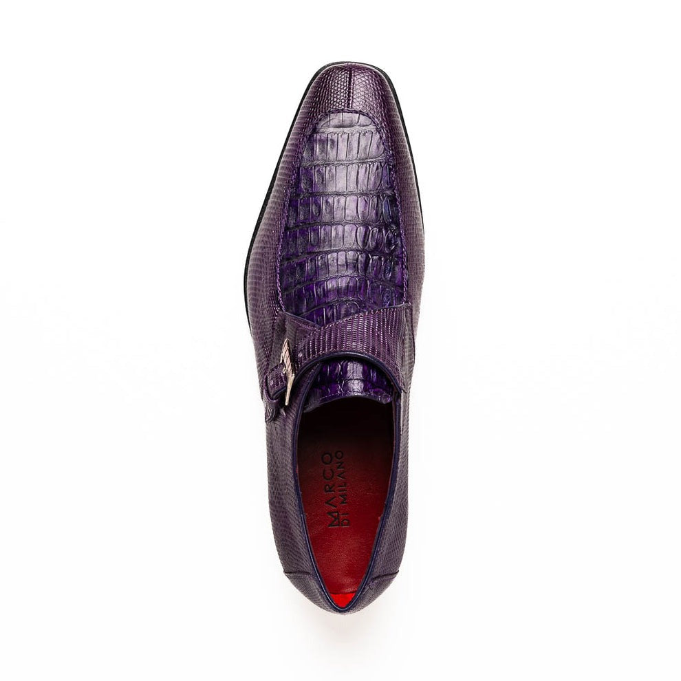 Marco Di Milano Toluca Men's Shoes Exotic Lizard / Crocodile Single Monk-Strap Loafers (MDM1126)