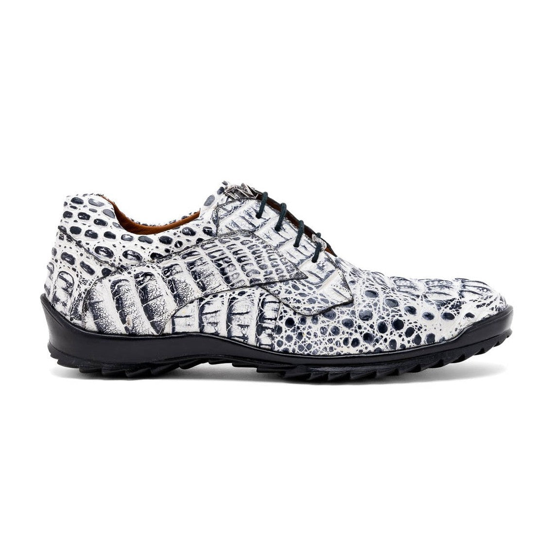 Marco Di Milano Kratos Men's Shoes Brown Exotic Caiman Crocodile Sport Sneakers (MDM1176)