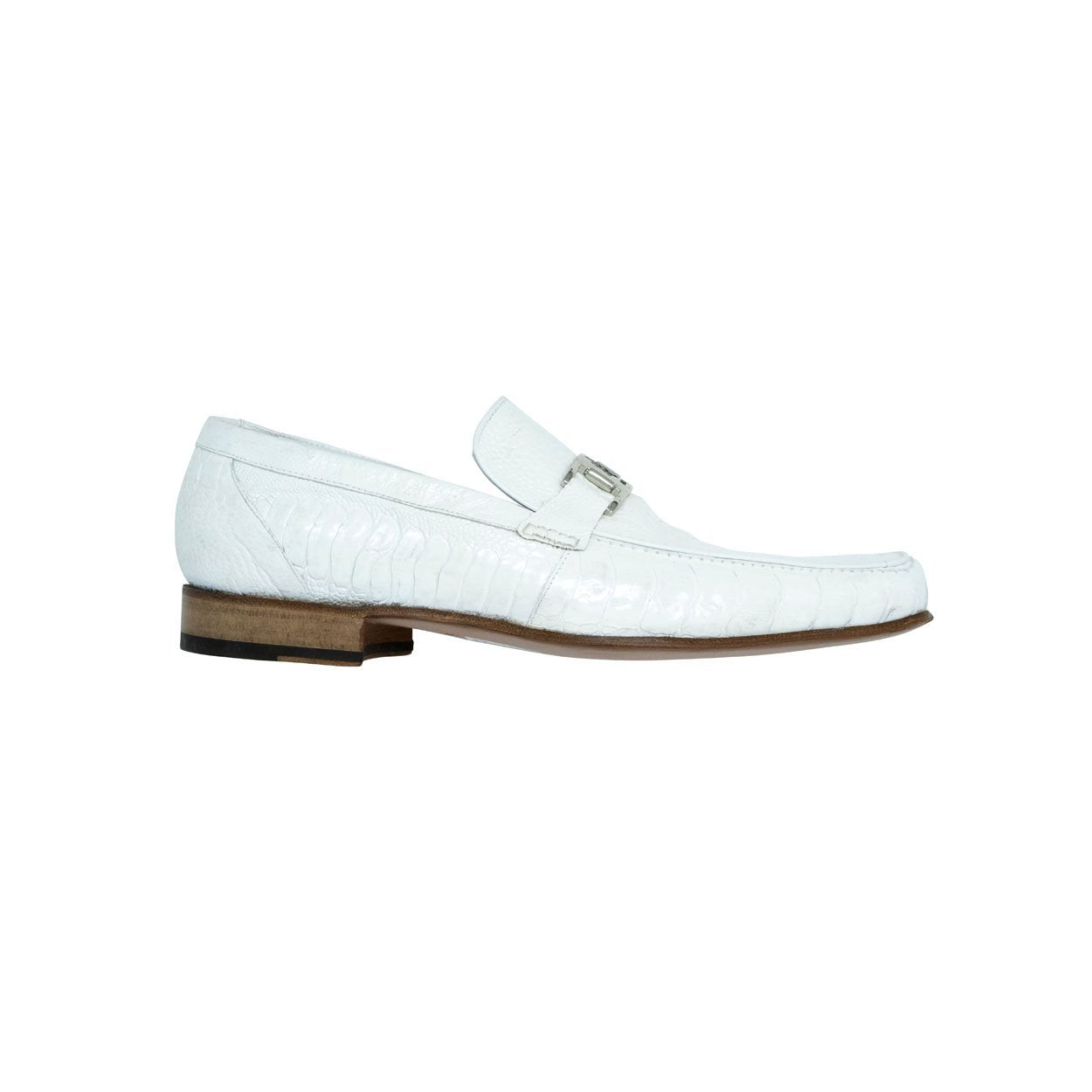 Mauri 3042 Royalty Men's Designer Shoes White Exotic Ostrich Dress Loafers (MAS5106)