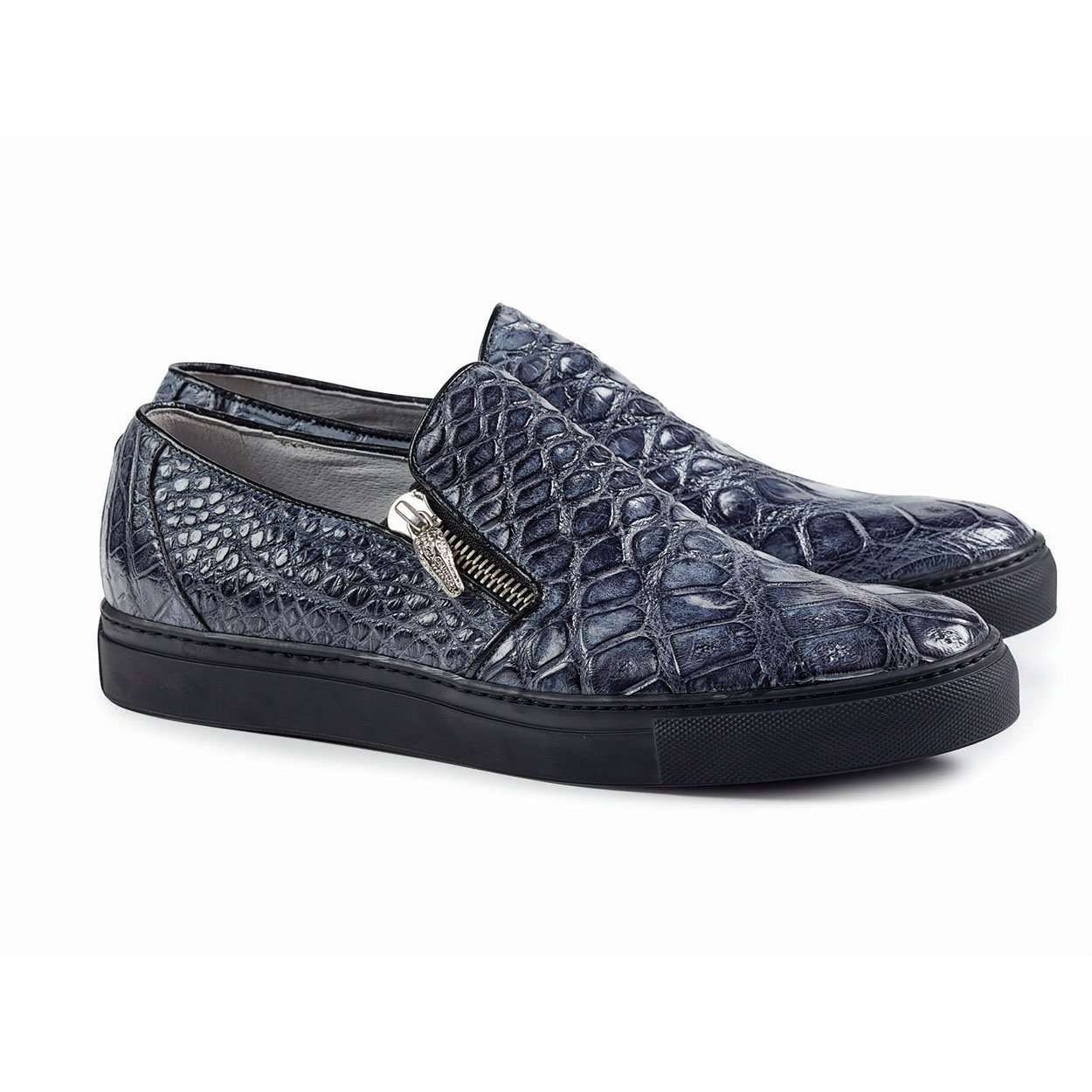 Mauri Designer Shoes 8508 Men's Grey Body Alligator Sneakers (MA4609)