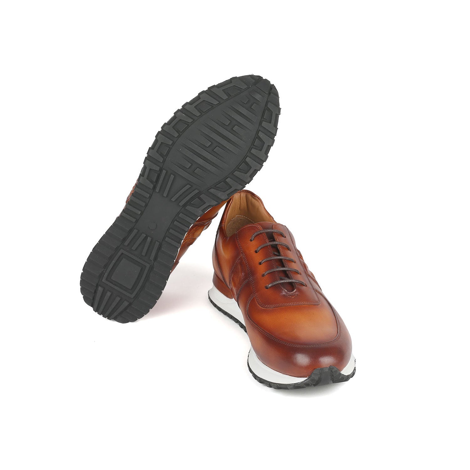 Paul Parkman LP208BRW Men's Shoes Brown Calf-Skin Leather Sneakers (PM6373)
