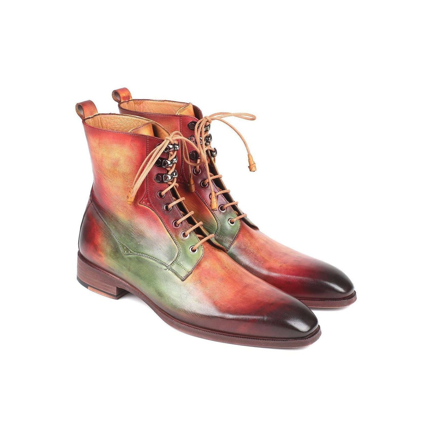 Paul Parkman Handmade Designer Shoes Men's Green, Camel & Bordeaux Calfskin Boots BT533SPR (PM5701)