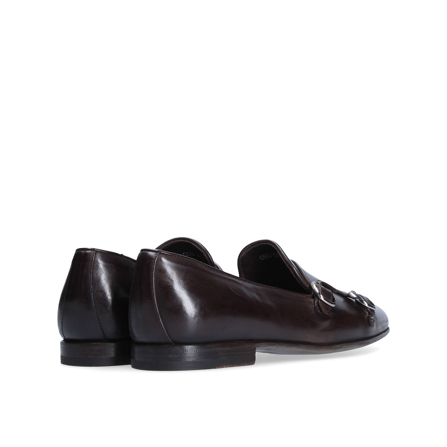 Franceschetti Sirio Men's Shoes Dark Brown Horse Leather Double Buckle Belgian Loafers (FCCT1005)