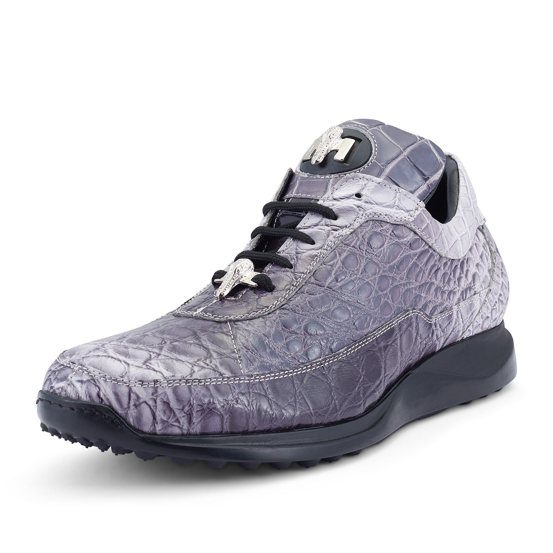 Mauri Bloodshed 8900/2 Men's Shoes Gray Combo Exotic Alligator Casual Sneakers (MA5483)