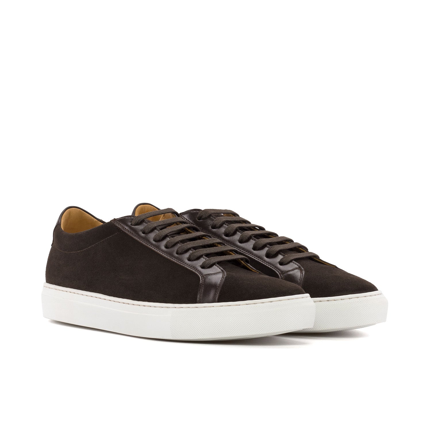 Ambrogio Bespoke Men's Shoes Dark Brown Suede Leather Low Top Sneakers (AMB2523)