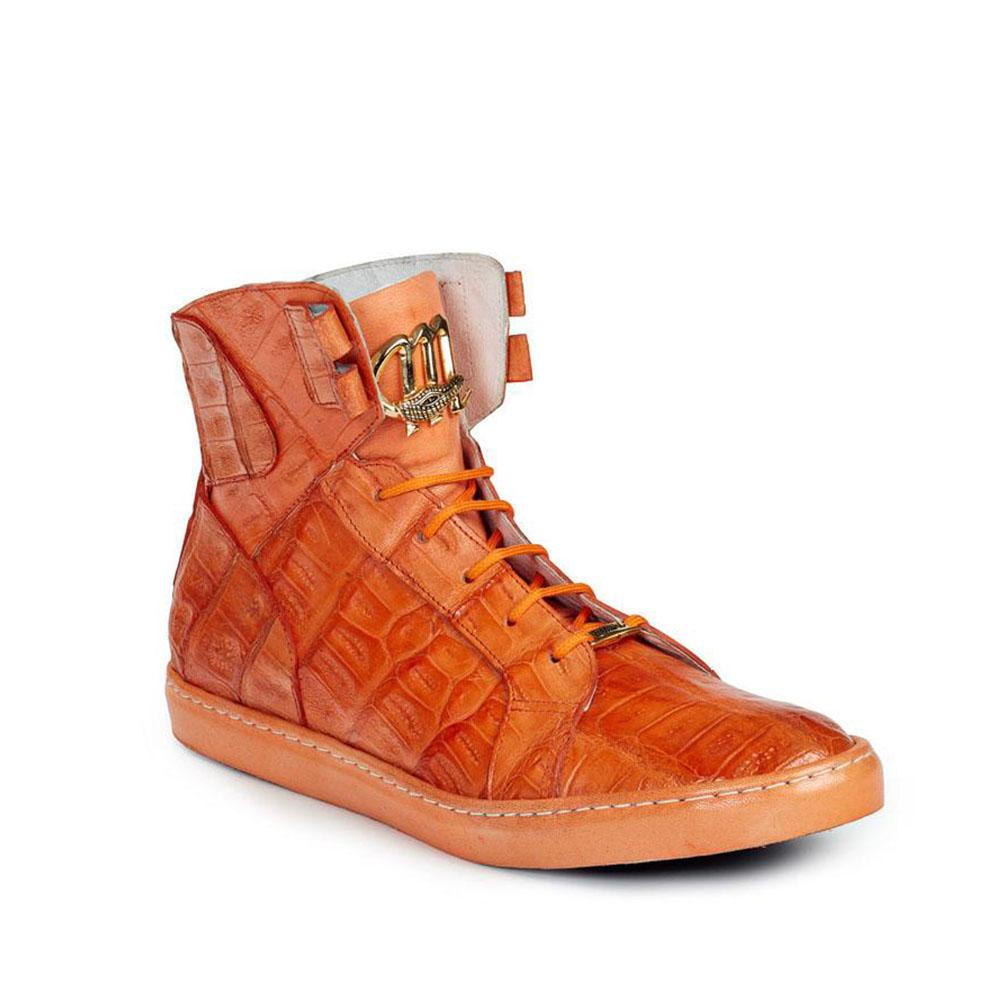Mauri Men's Orange Croco Hand-Painted High-Top Sneakers 6129 (MA4517)