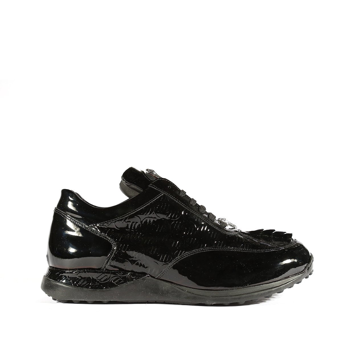 Mauri 8514 Blunt Men's Shoes Black Exotic Hornback / Embossed Patent Leather Casual Sneakers (MA5332)