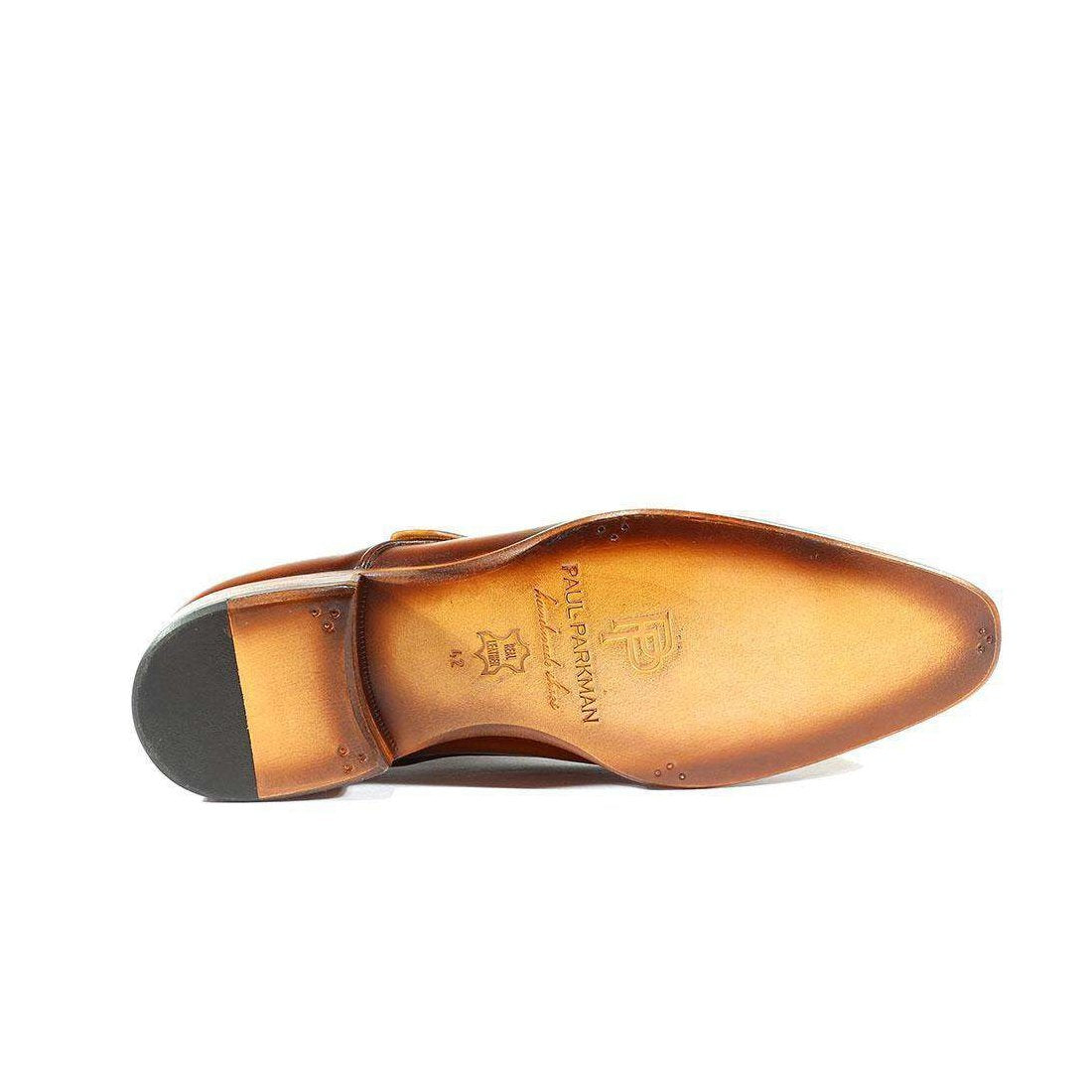 Paul Parkman Handmade Designer Shoes Handmade Men's Designer Shoes Monkstrap Dress Hand-Painted Brown / Camel Loafers (PM1021)