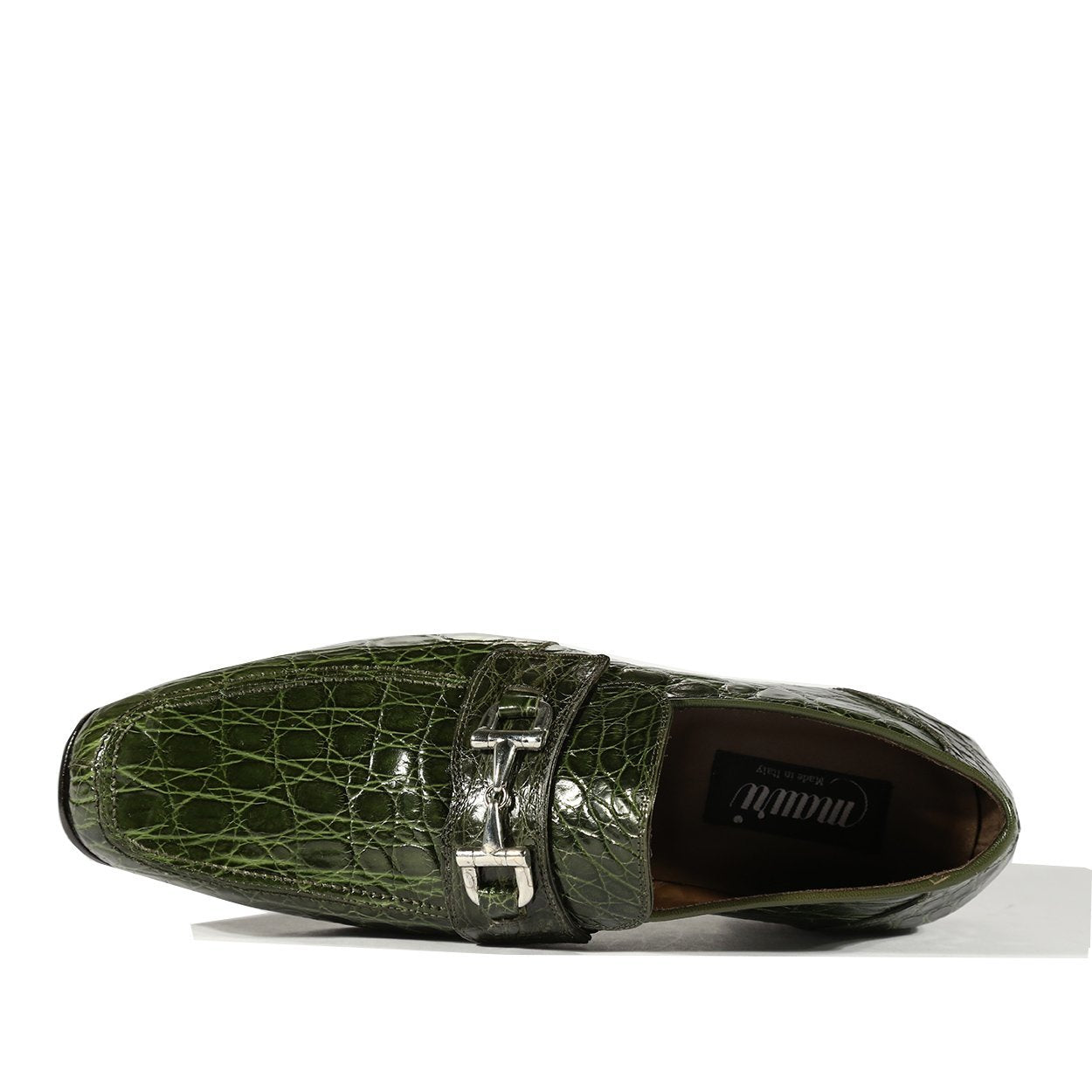 Mauri Flanks Men's Designer Shoes Green Exotic Crocodile Horsebit Loafers 4885 (MAO1028)