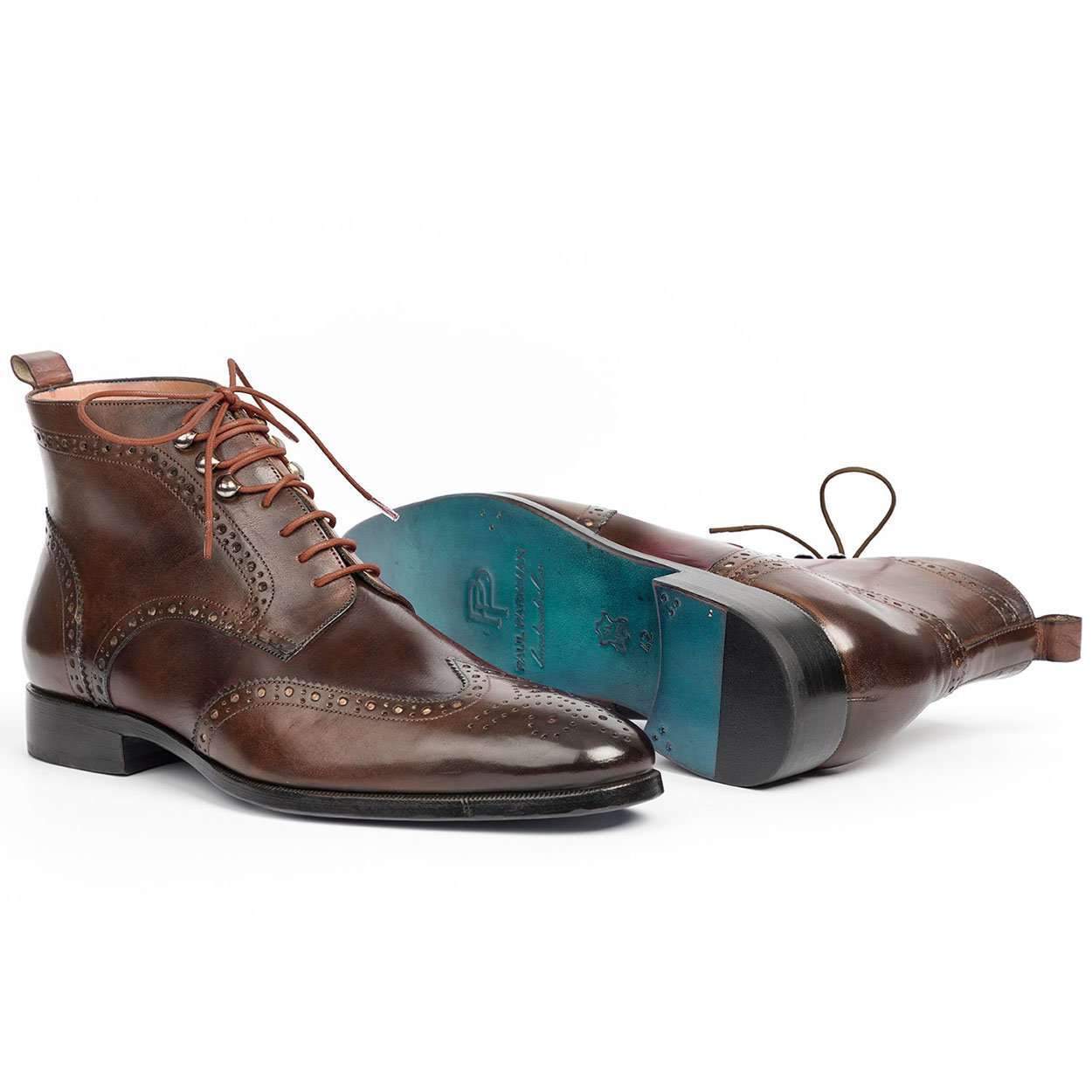 Paul Parkman Men's Brown Calf-Skin Leather Wing Tip Ankle Boots CH777BRW (PM6140)