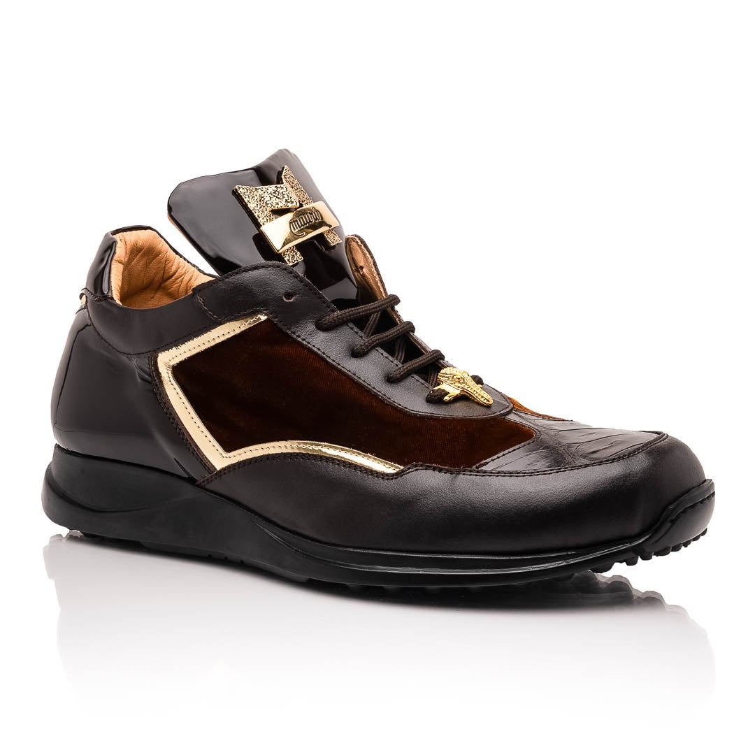 Mauri Goldie M705/3 Men's Shoes Exotic Crocodile / Velvet / Nappa / Patent Leather Sneakers (MA5645)