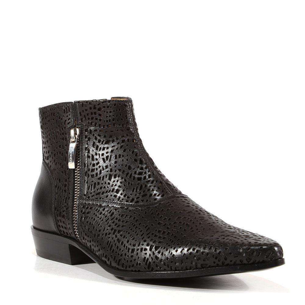 Cesare Paciotti Luxury Italian Men's Designer Shoes Dan Calf Soft Black Cut-out Leather Boots (CPM3142)