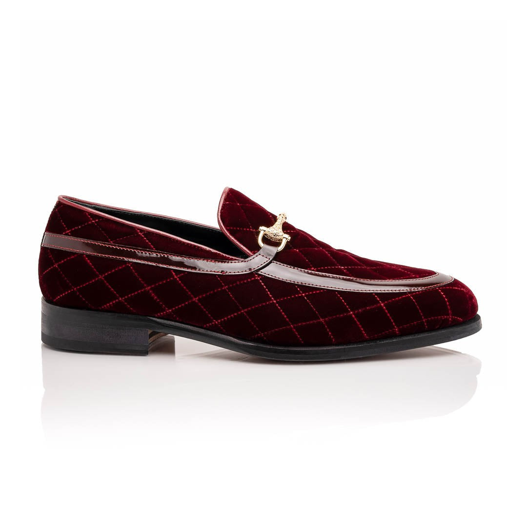 Mauri Allure 3257/1 Men's Shoes Quilted Velvet / Patent leather Slip-on Horsebit Loafers (MA5642)
