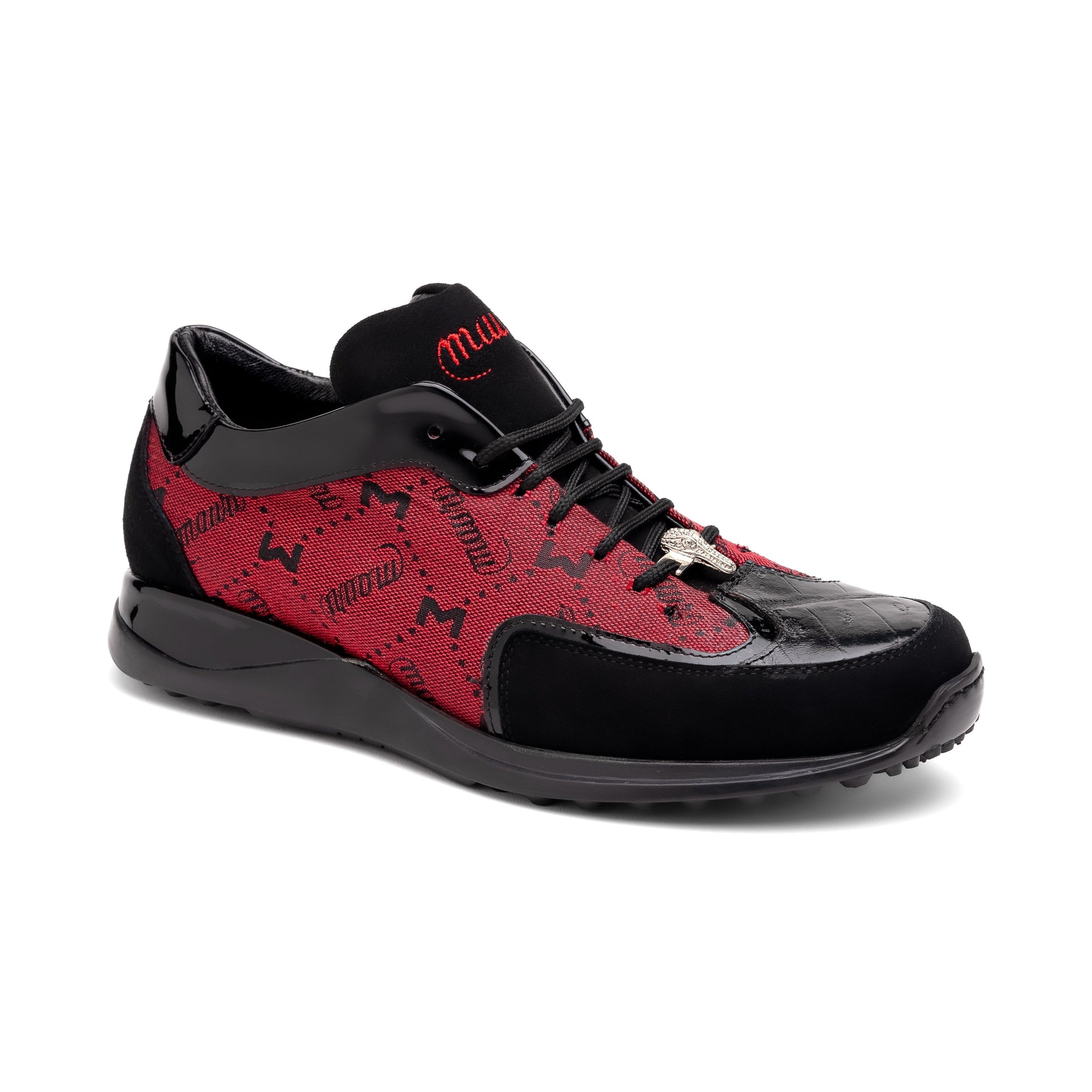 Mauri Vamp 8804-7 Men's Shoes Black & Red Exotic Multi Materials Casual Sneakers (MA5578)