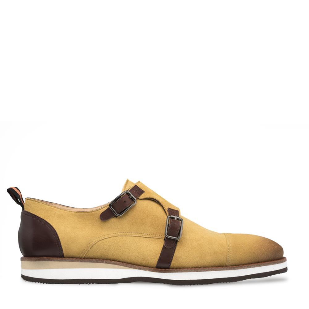 Mezlan 9972 R610 Men's Shoes Camel & Brown Suede / Calf-Skin Leather Monk-Straps Sneakers (MZ3364)