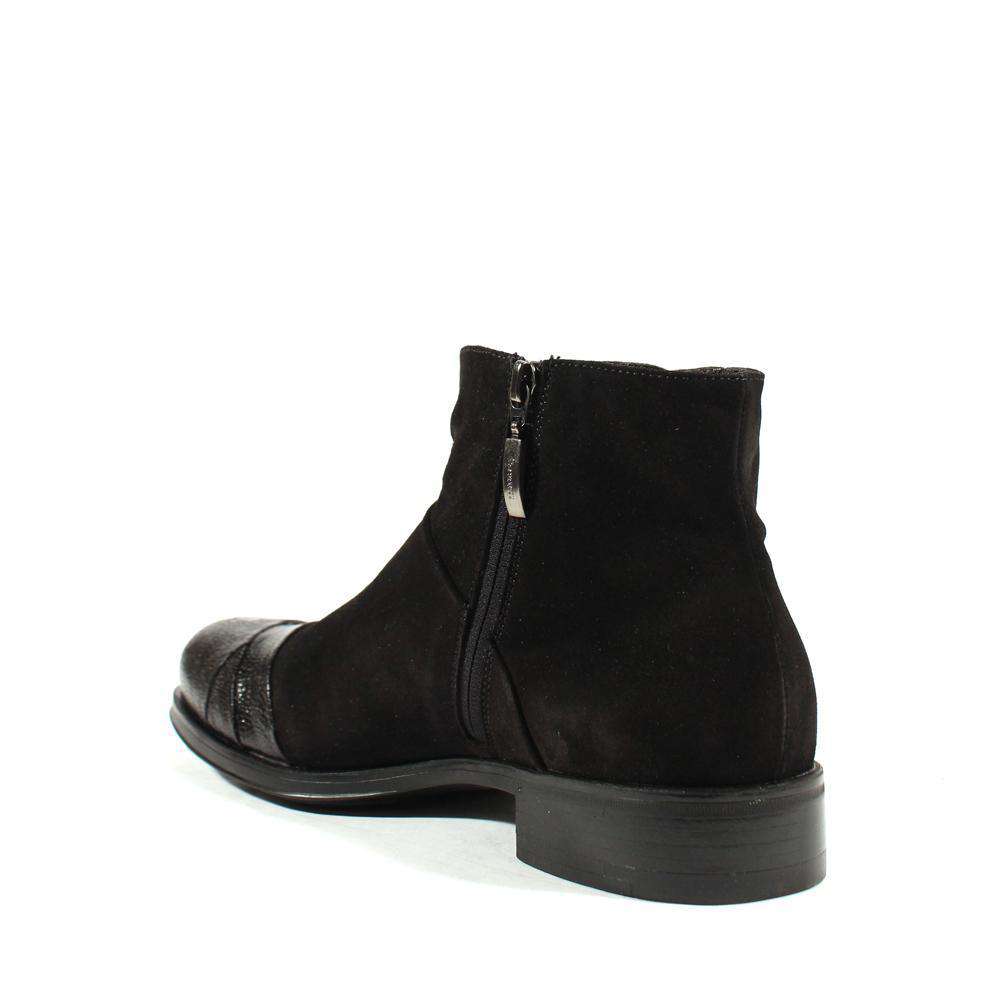 Cesare Paciotti Luxury Italian Men's Designer Shoes Struzzo Black Vit Cam Suede / Lizard Claw Boots (CPM2565)