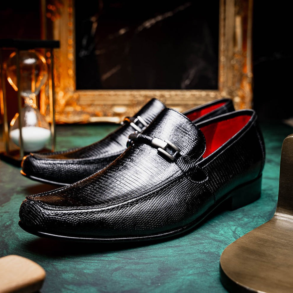 Marco Di Milano Fabro Men's Shoes Exotic Lizard Horsebit Loafers (MDM1081)