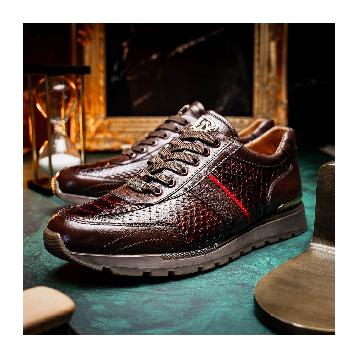Marco Di Milano Brescia Men's Shoes Genuine Snake Skin / Calf-Skin Leather Sneakers (MDM1124)
