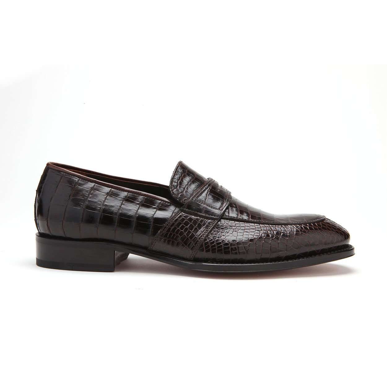 Caporicci Men's Luxury Italian Designer Shoes 1208 Alligator Moro Brown Loafers (CAP1101)