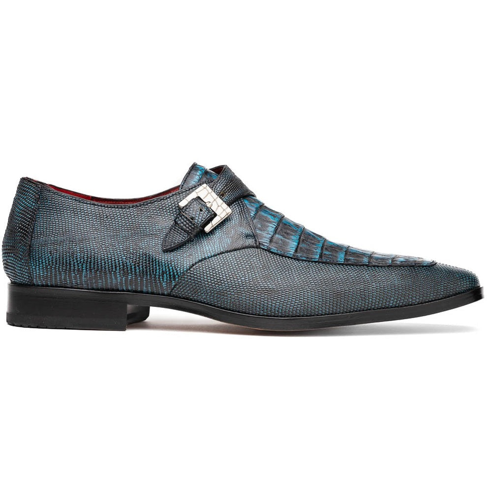 Marco Di Milano Toluca Men's Shoes Exotic Lizard / Crocodile Single Monk-Strap Loafers (MDM1126)