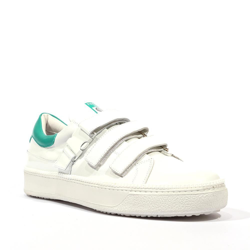 Cesare Paciotti Luxury Italian Men's Wimbledon Nappa Bianco Patent White Green Sneakers (CPM5120)