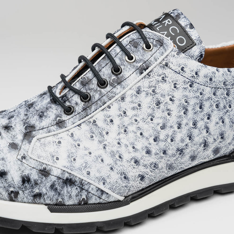Marco Di Milano Scanno Men's Shoes Newspaper Exotic Ostich Casual Sneakers (MDM1048)