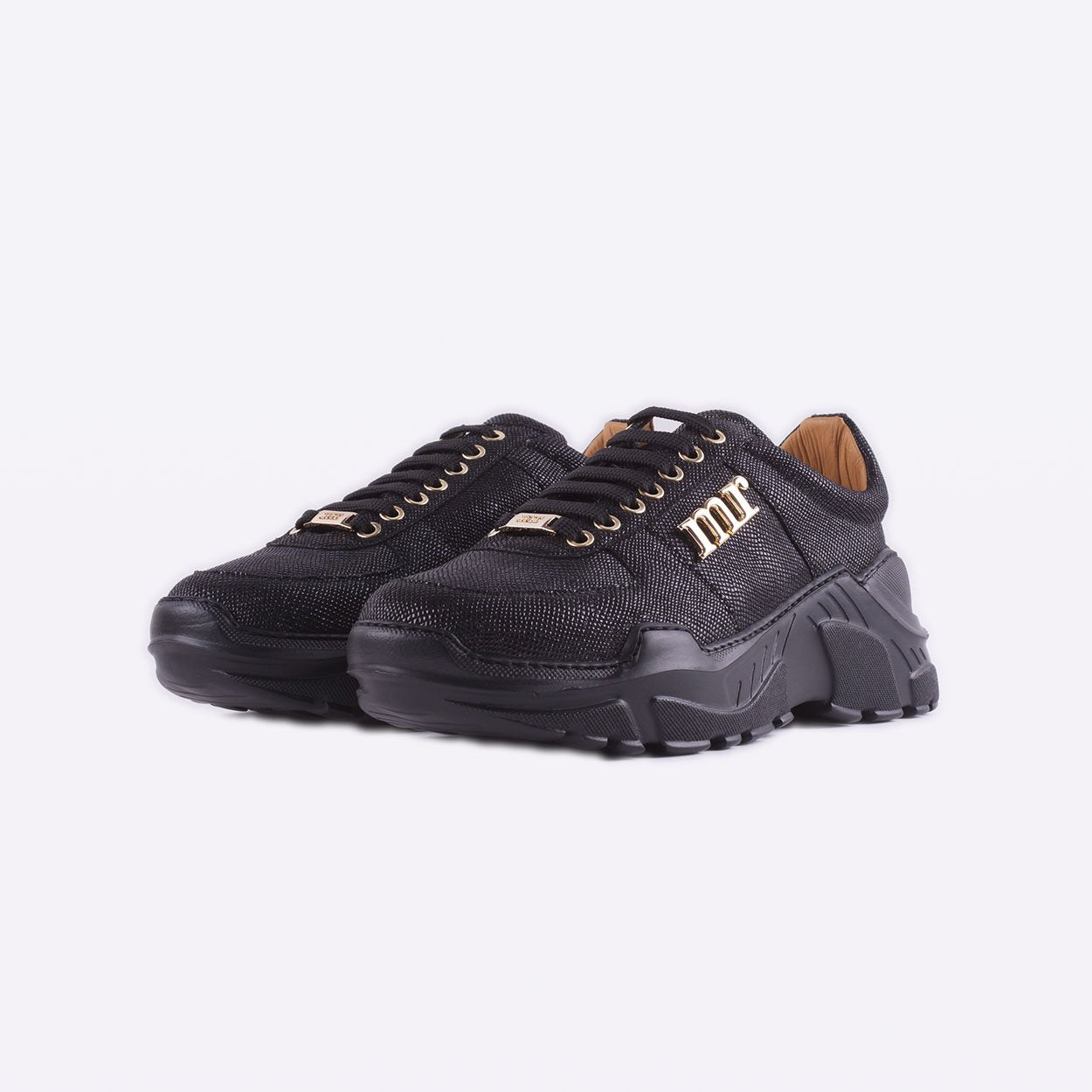 Mister 39190 Bama Men's Shoes Black Iguana Print / Suede / Calf-Skin Leather Casual Sneakers (MIS1047)
