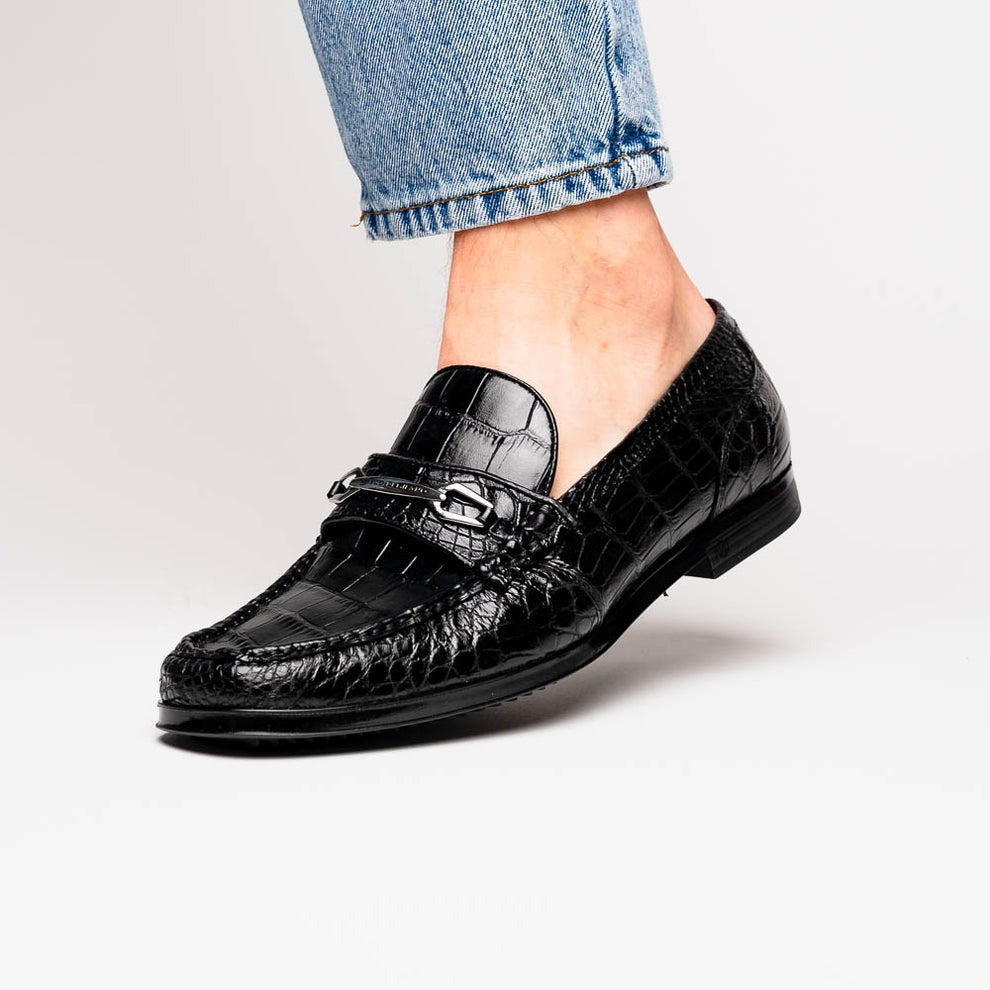 Marco Di Milano Hugo Men's Shoes Exotic Alligator Stylish Horsebit Loafers (MDM1041)
