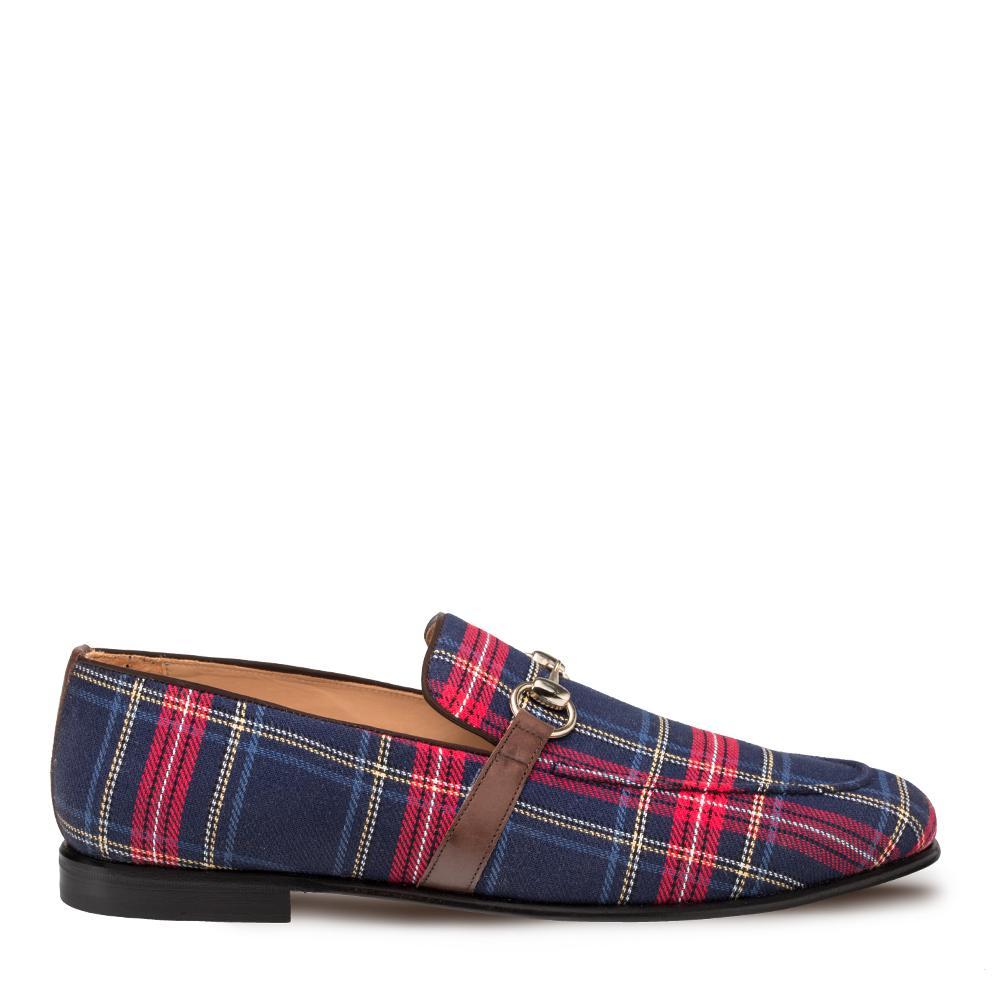 Mezlan Knighton 9620 Men's Shoes Blue Fabric Horsebit Mocassin Loafers (MZ3220)