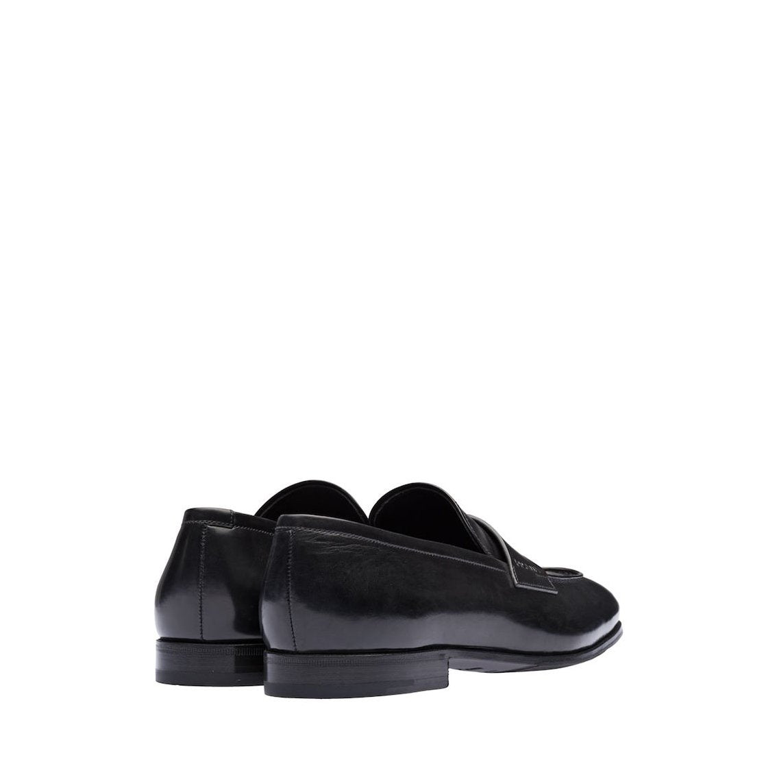 Prada 2DB185-248 Men's Shoes Black Calf-Skin Leather Penny Loafers (PRM1031)