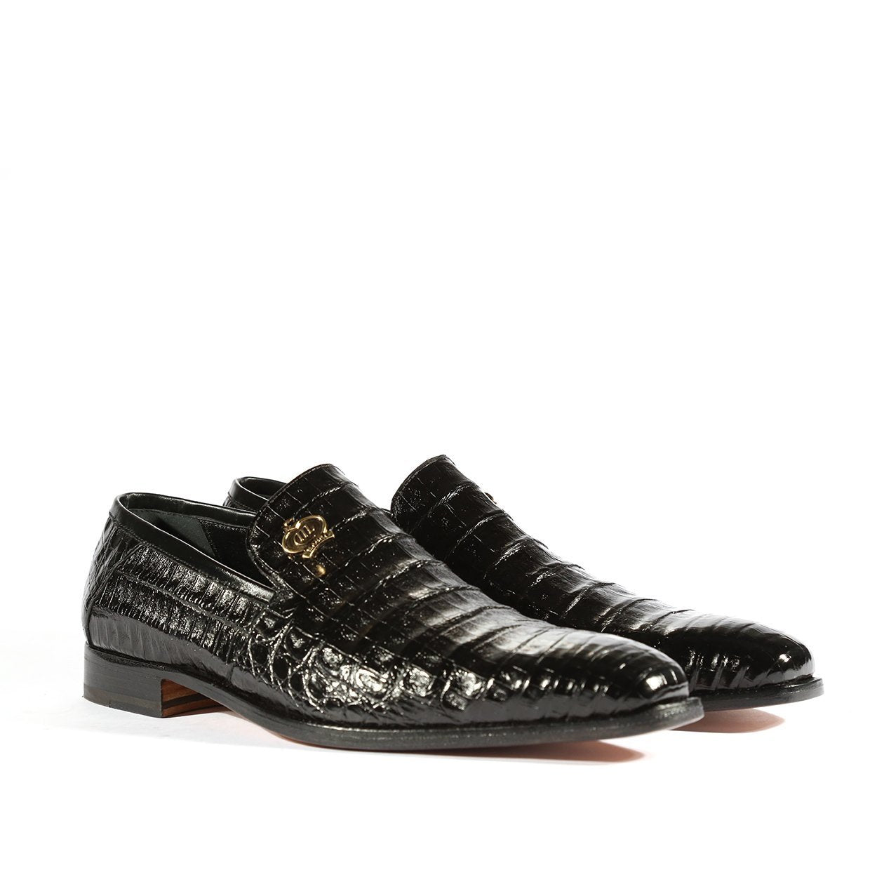 Mauri 4912 Monarch Men's Shoes Black Exotic Crocodile Slip-On Loafers (MA5319)