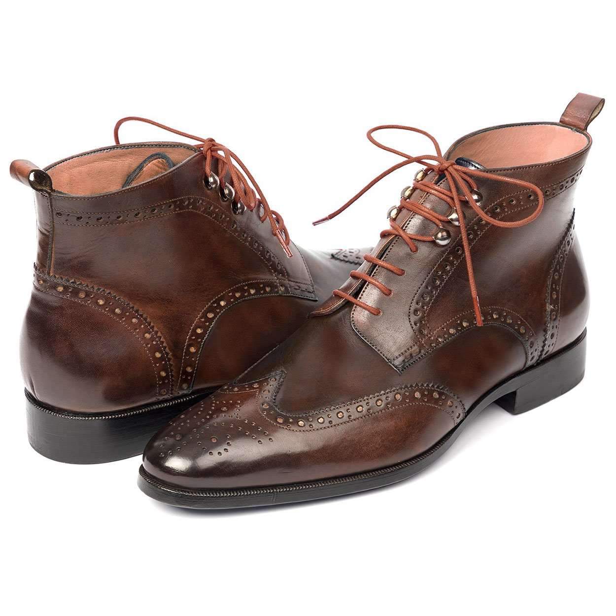 Paul Parkman Men's Brown Calf-Skin Leather Wing Tip Ankle Boots CH777BRW (PM6140)