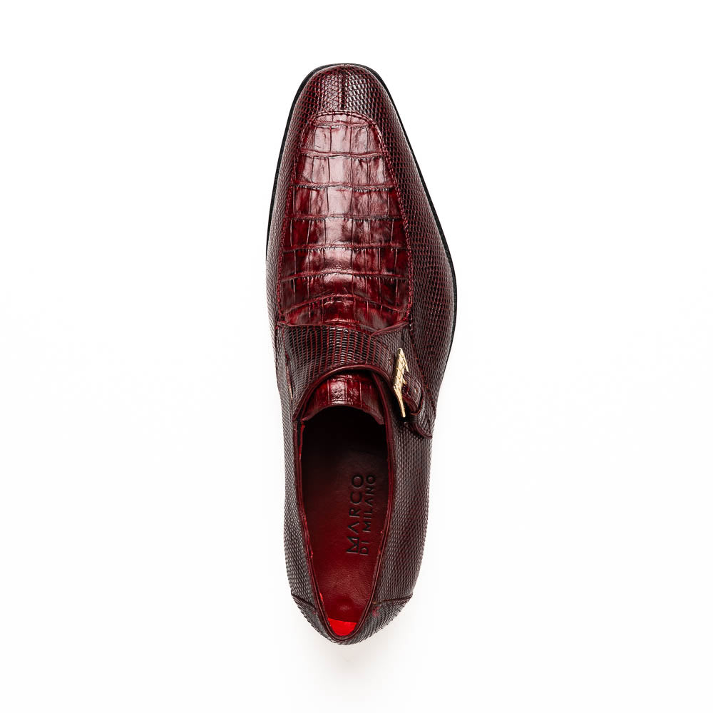 Marco Di Milano Toluca Men's Shoes Exotic Lizard / Crocodile Single Monk-Strap Loafers (MDM1126)