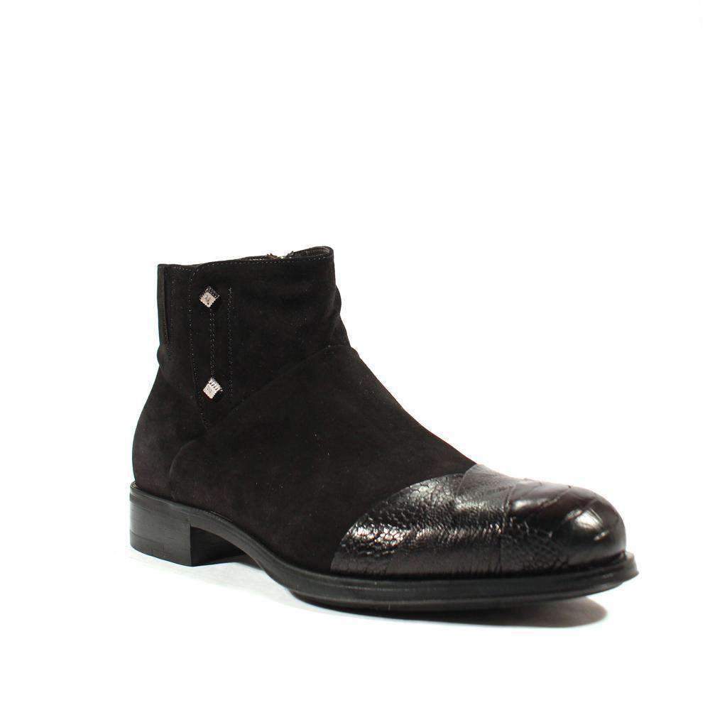 Cesare Paciotti Luxury Italian Men's Designer Shoes Struzzo Black Vit Cam Suede / Lizard Claw Boots (CPM2565)