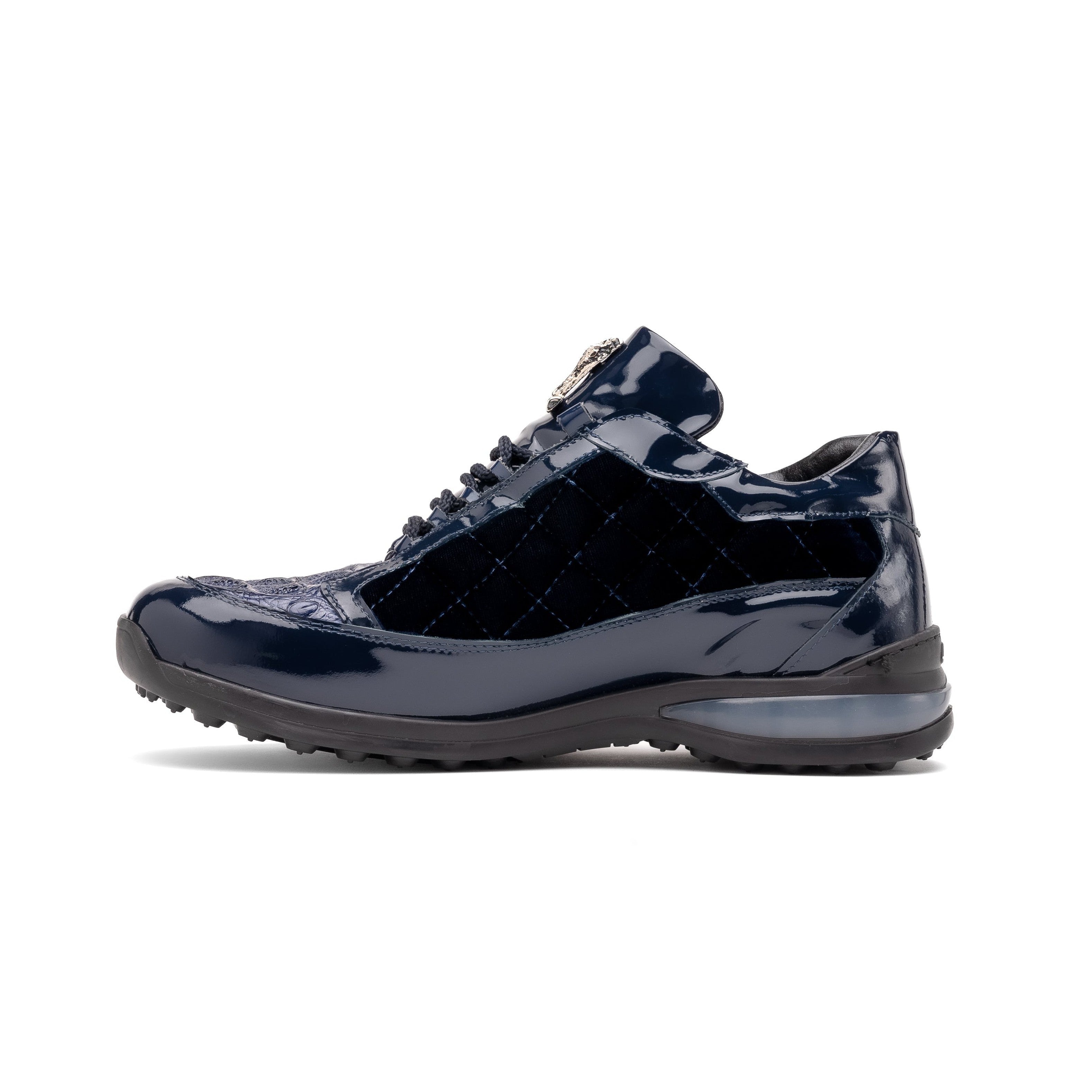 Mauri Beats 8415-1 Men's Shoes Wonder Blue Exotic Hornback Crown / Velvet / Patent Leather Casual Sneakers (MA5576)