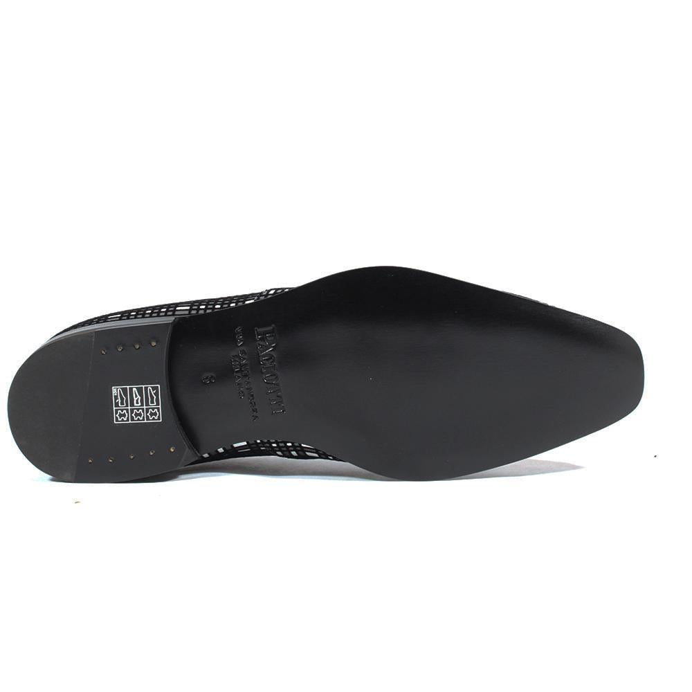 Cesare Paciotti Luxury Italian Italian Men's Designer Shoes Panello Flok Bian / Nero Leather Oxfords (CPM2651)