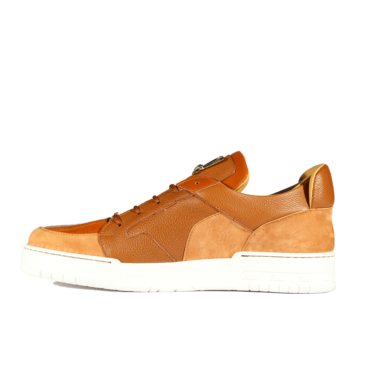 Mauri 8412/S Boss Men's Shoes Cognac & Gold Exotic Crocodile / Suede / Patent Leather Casual Sneakers (MAS5334-S)