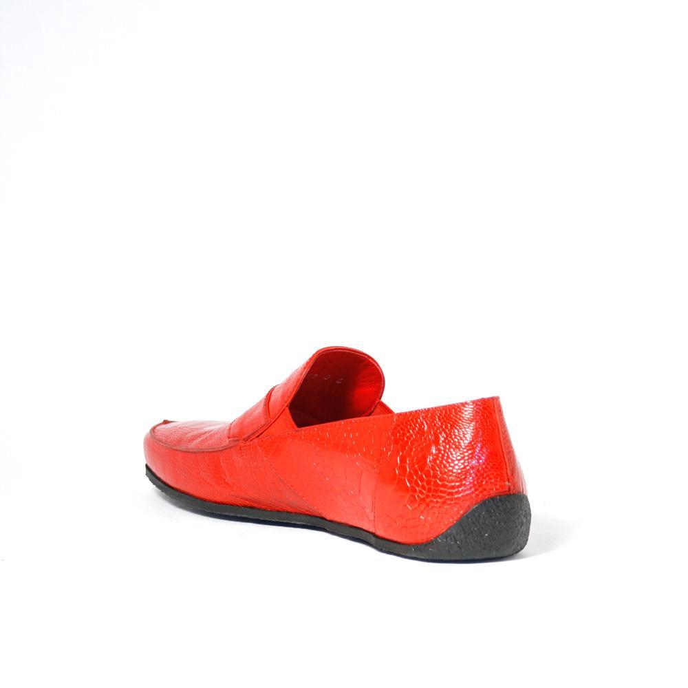 Cesare Paciotti Luxury Italian Struzzo Zamp Henne Red Lizard Skin Loafers (CPM2329)