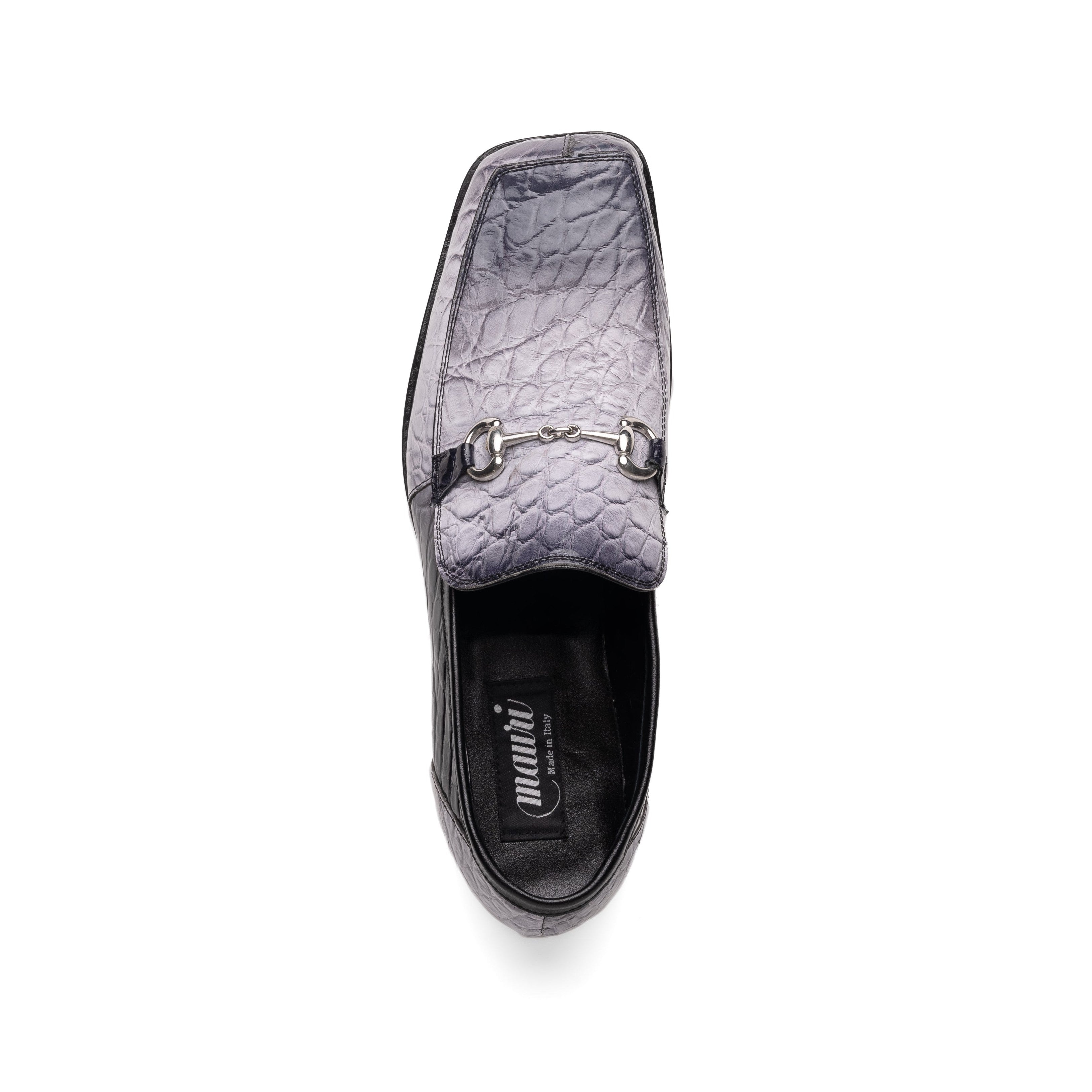 Mauri Switch 3290 Men's Shoes Multi Gray & Black Exotic Alligator / Calf-Skin Leather Slip-On Horsebit Loafers (MA5602)