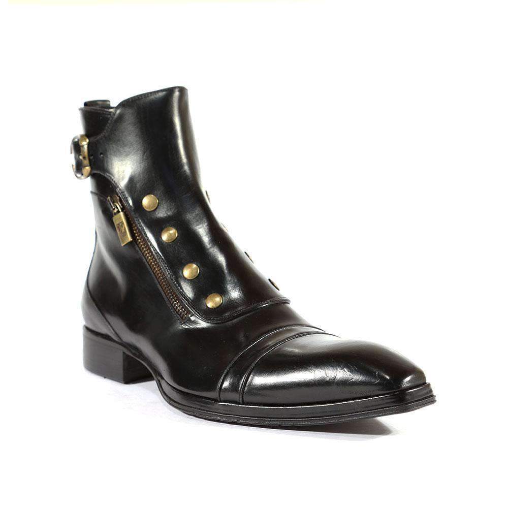 Jo Ghost 3206M Men's Designer Shoes Black Calf-Skin Leather Boots (JG2103)