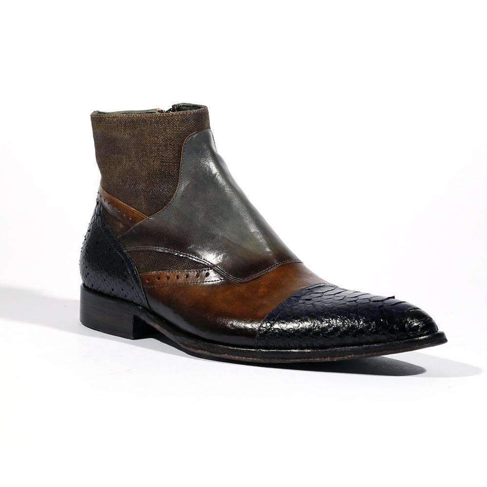 Jo Ghost Men Designer Shoes Italian Lino Sigaro Multi color Boots 4298BIS (JG5143)