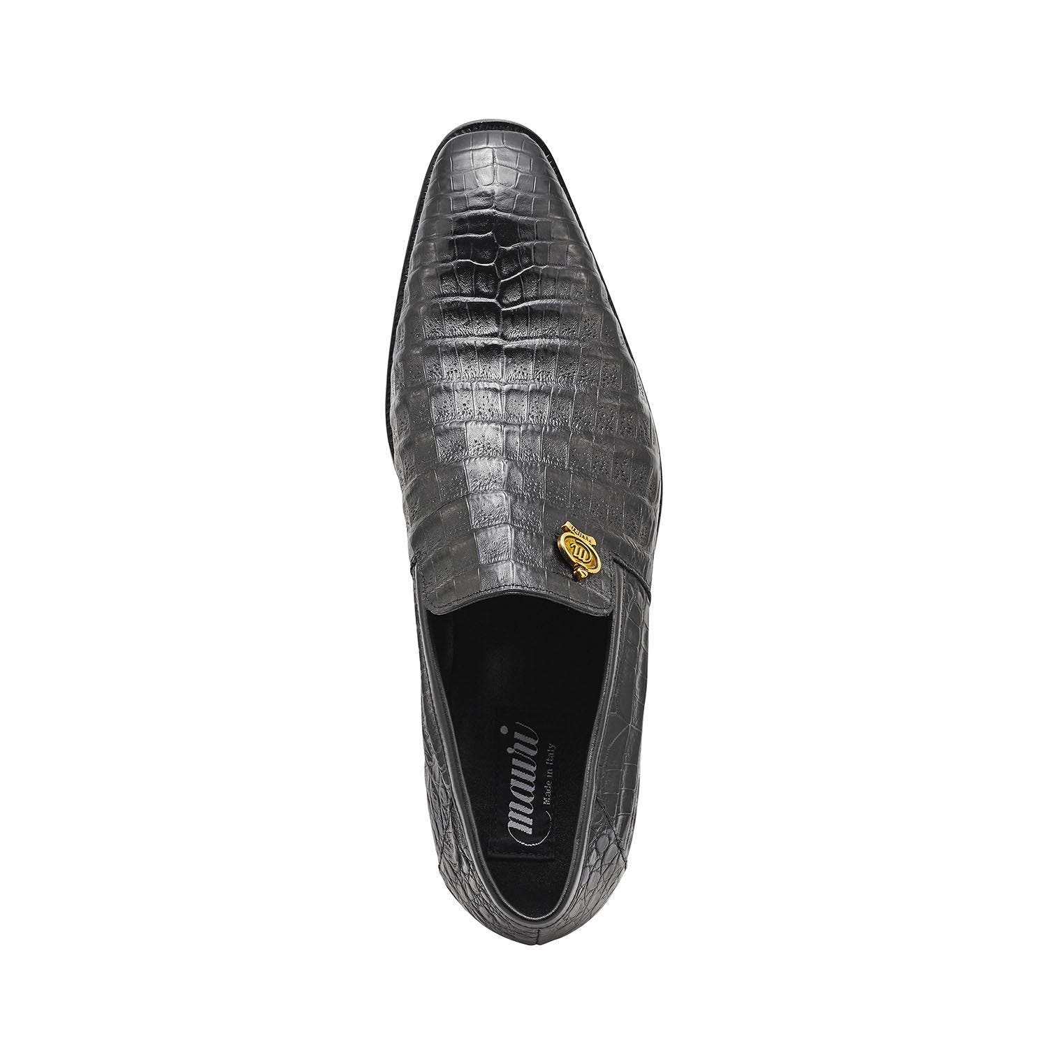 Mauri 4912 Monarch Men's Shoes Black Exotic Crocodile Slip-On Loafers (MA5319)