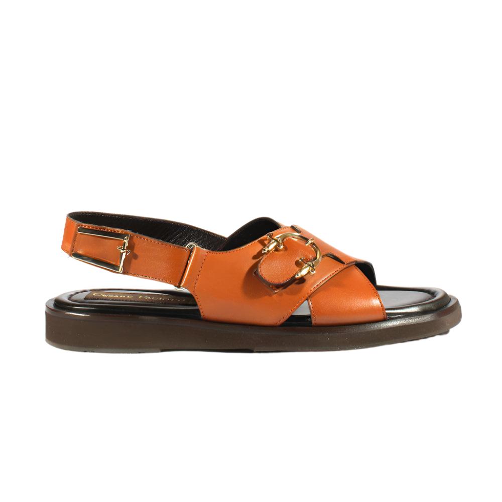 Cesare Paciotti Luxury Italian Men's Designer Shoes Biscotto Buckle Logo Glass Leather Sandals (CPM2375)