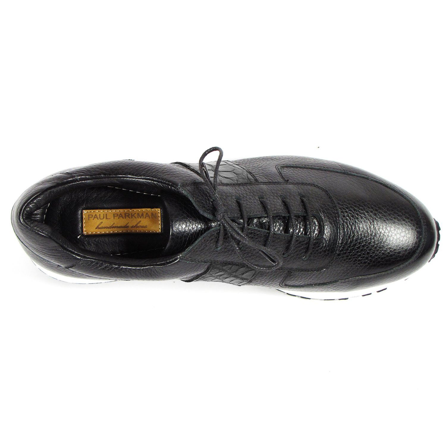 Paul Parkman LP206BLK Men's Shoes Black Crocodile Print / Calf-Skin Leather Casual Sneakers (PM6320)