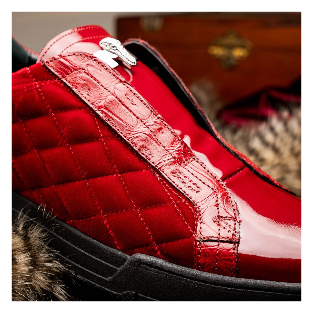 Mauri Regata 8478/10 Men's Shoes Exotic Crocodile / Quilted Velvet / Patent Leather Slip-On Sneakers (MA5648)