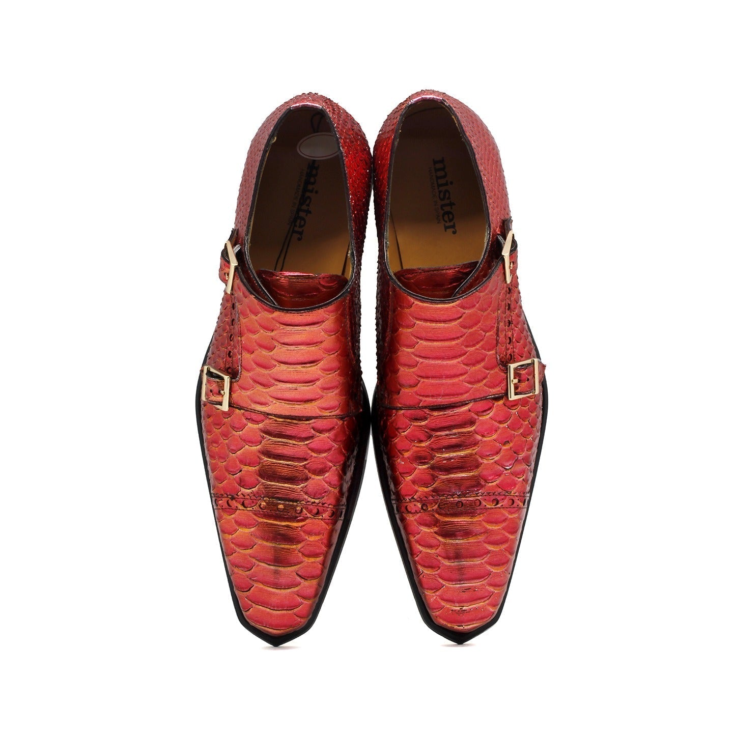 Mister Cardo 40418 Men's Shoes Red Snake Print Monk-Straps Loafers (MIS1127)