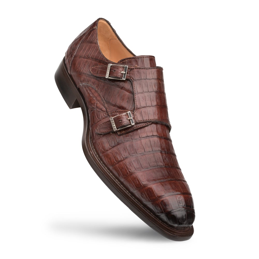 Mezlan 3998-F Prague Men's Shoes Sport Brown Exotic Crocodile Monk-Straps Loafers (MZS2217)