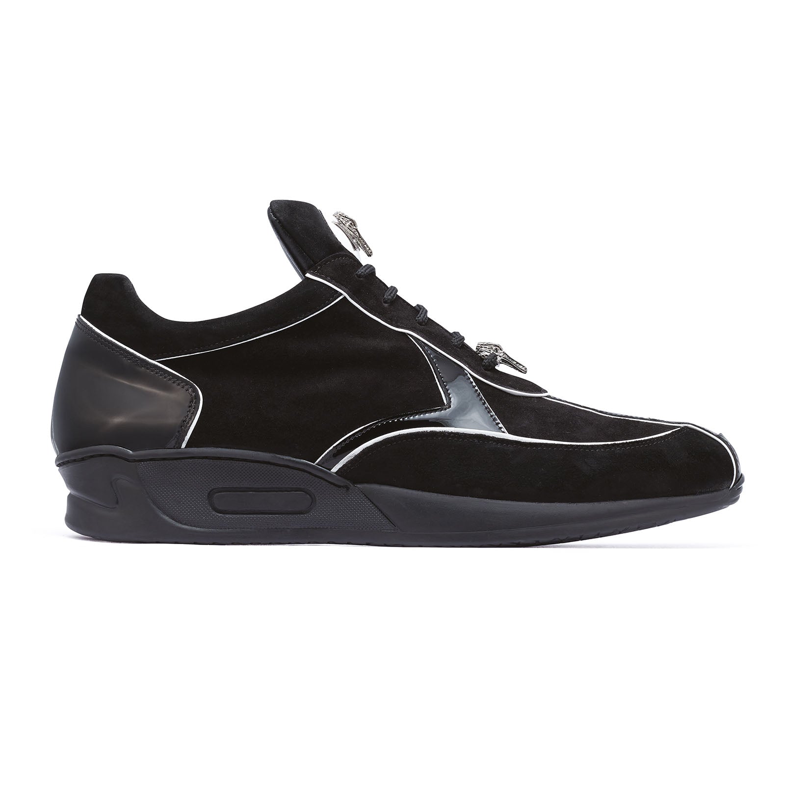 Mauri Jackpot M791 Men's Shoes Black Exotic Crocodile / Suede / Patent Leather Sneakers (MA5267)